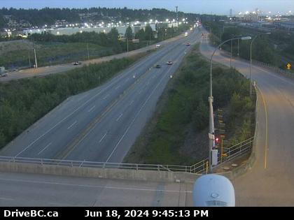 Hwy-17 (South Fraser Perimeter Rd) at Tannery Rd Overpass in Surrey, looking west. (elevation: 5 metres) Traffic Camera