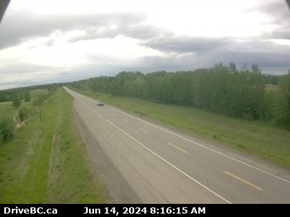 Hwy-97 on East Pine Hill, about 27 km east of Chetwynd, looking east. (elevation: 723 metres) Traffic Camera