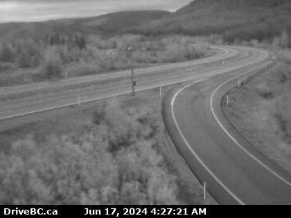 Hwy-97C (Okanagan Connector), about 22km west of 97/97C Jct, looking east. (elevation: 1271 metres) <div style='font-size:8pt;font-style:italic'> <br>Camera power provided by Brenda Mines. </div> Traffic Camera