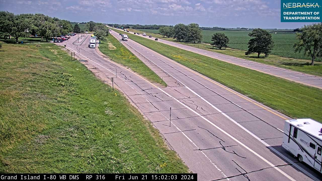 Doniphan: I-80: Grand Island WB Rest Area: Exiting restarea Traffic Camera