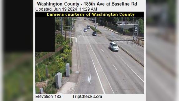 Beaverton: Washington County - 185th Ave at Baseline Rd Traffic Camera