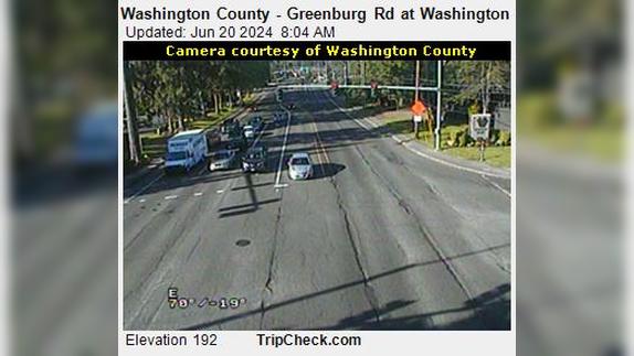 Beaverton: Washington County - Greenburg Rd at Washington Square Rd Traffic Camera