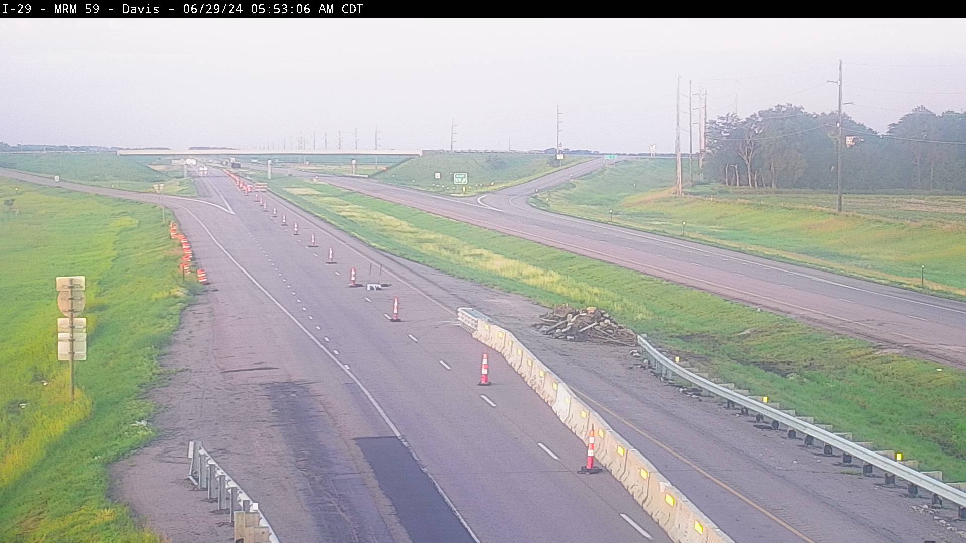 10 miles east of town along I-29 @ MM 59 - South Traffic Camera